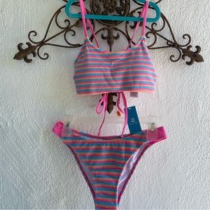 Barbie style terry striped bikini swimsuit NWT
